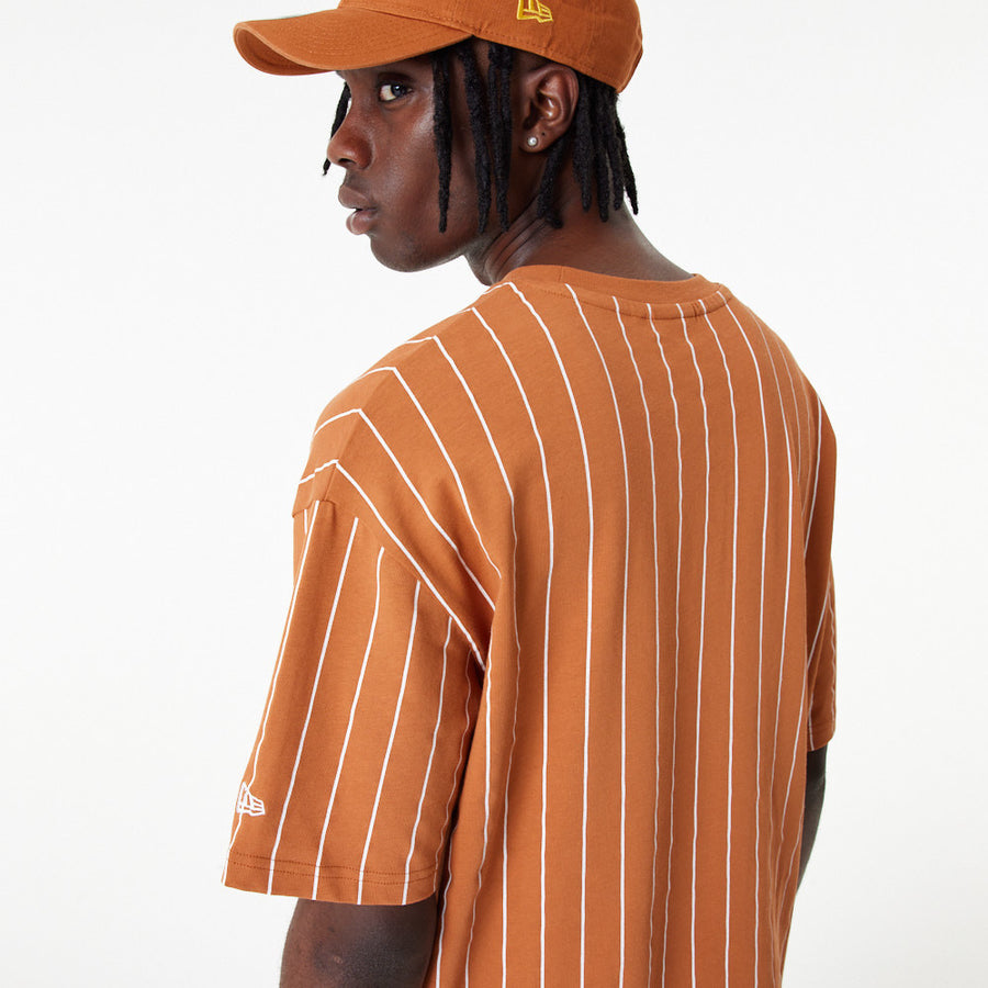 New Era Pinstripe Over Sized Toffee Tee