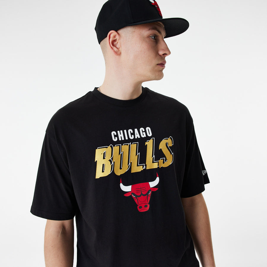 Chicago Bulls Team Script Oversized Black Tee