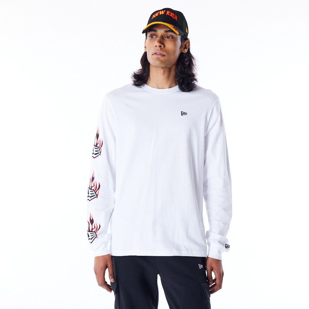 New Era Flag Flame Longsleeve White Tee – NewEra