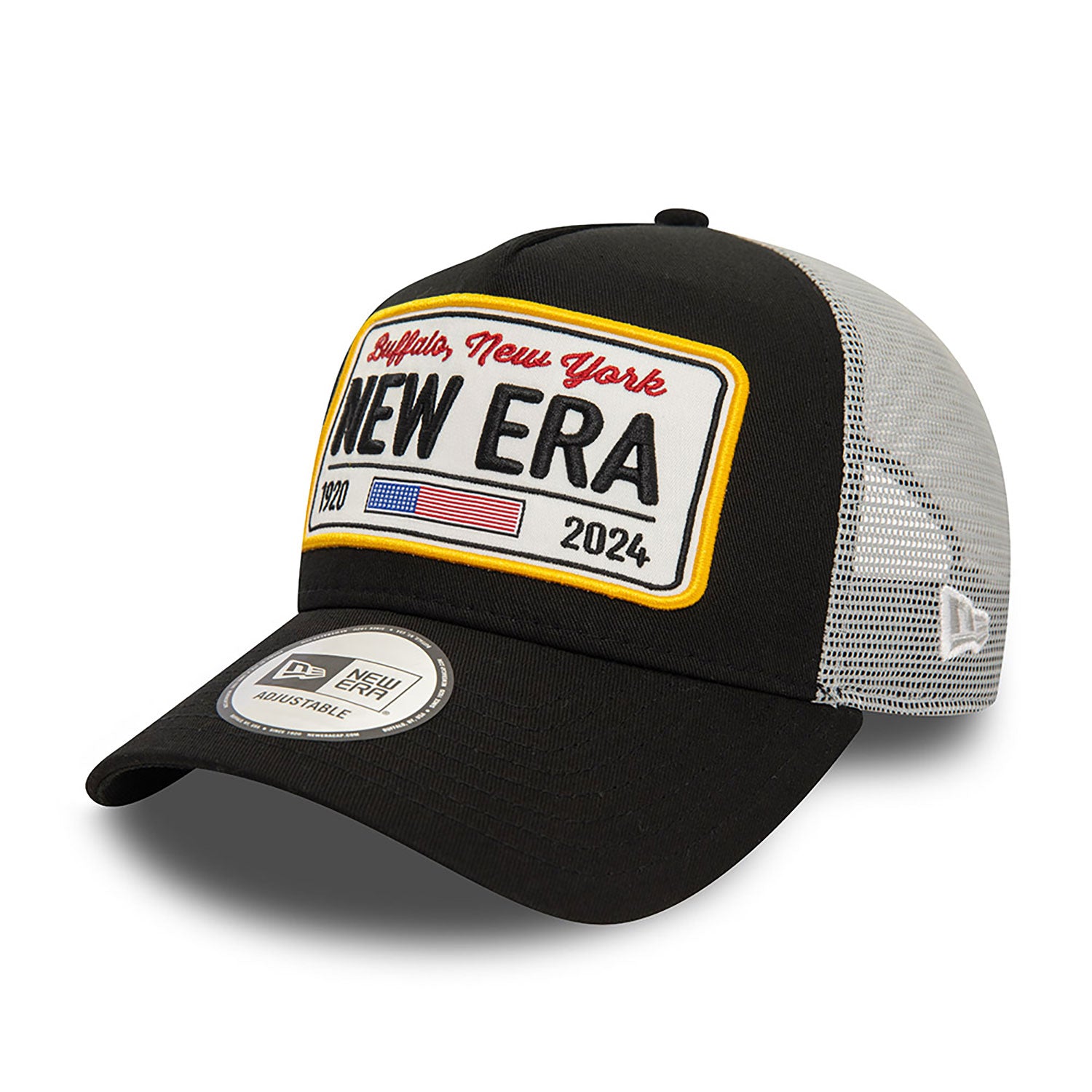 New Era 9FORTY License Plate Patch A-Frame Black Trucker Cap – NewEra