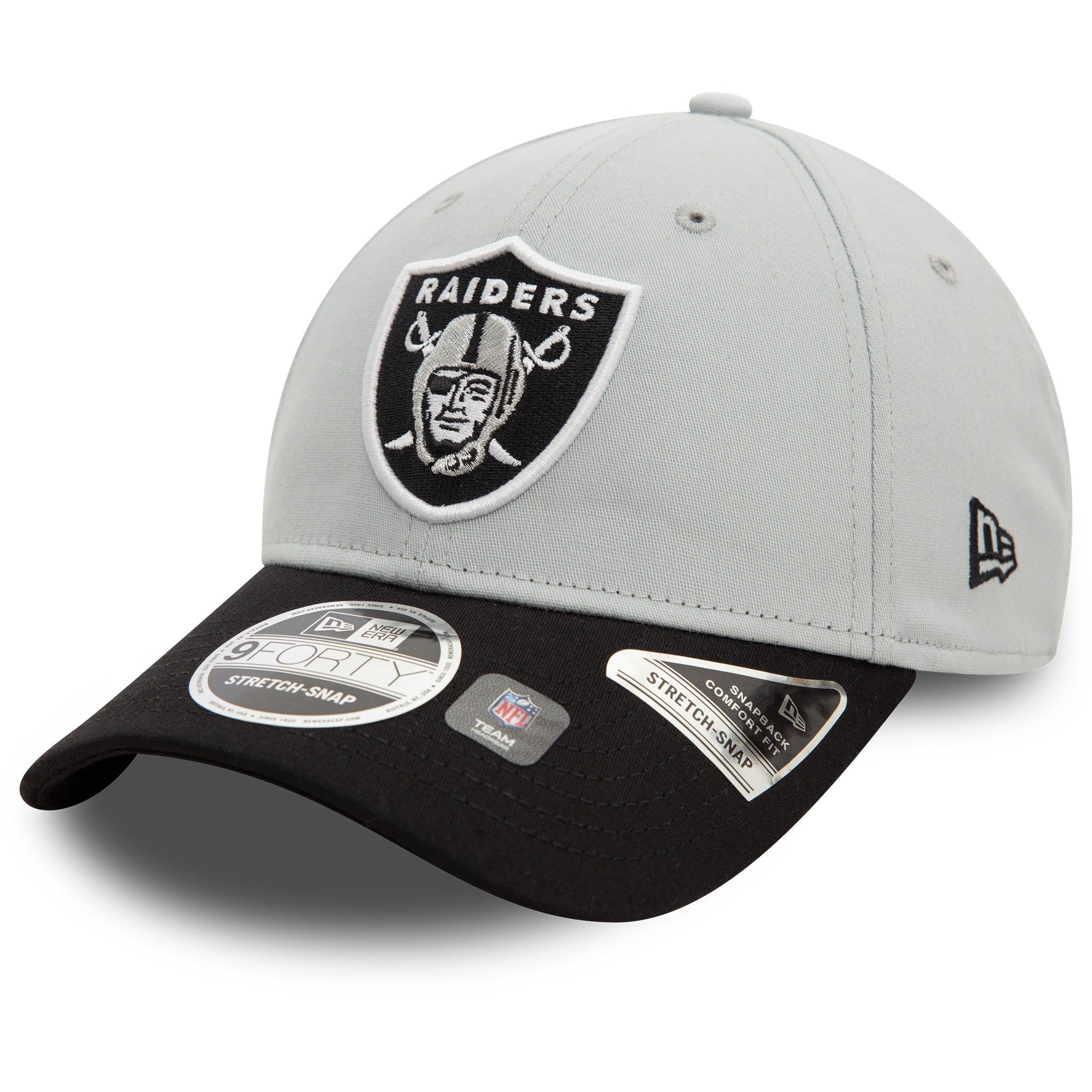 Las Vegas Raiders 9FORTY NFL Stretch Snap Grey/Black Cap – NewEra