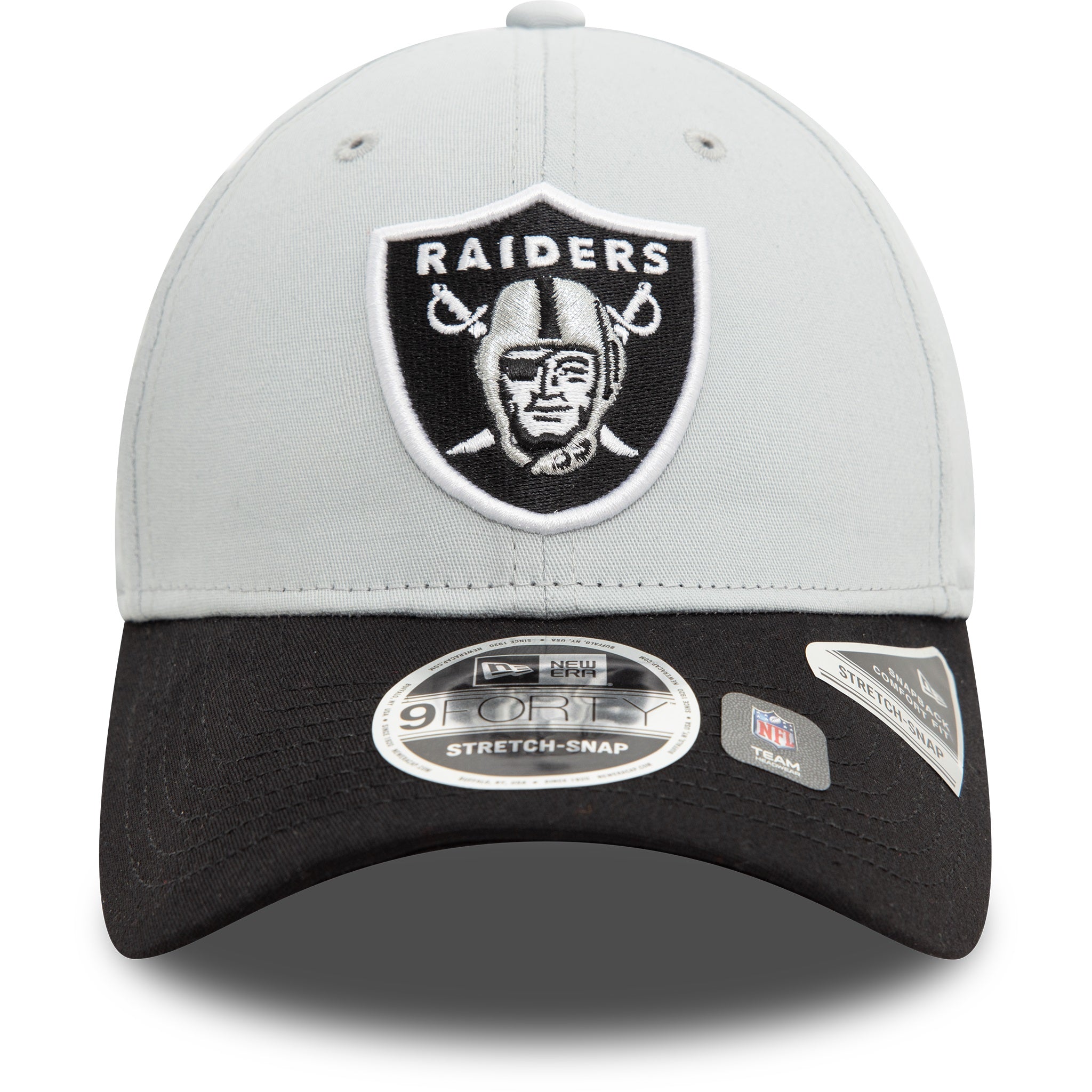 Las Vegas Raiders 9FORTY NFL Stretch Snap Grey/Black Cap – NewEra