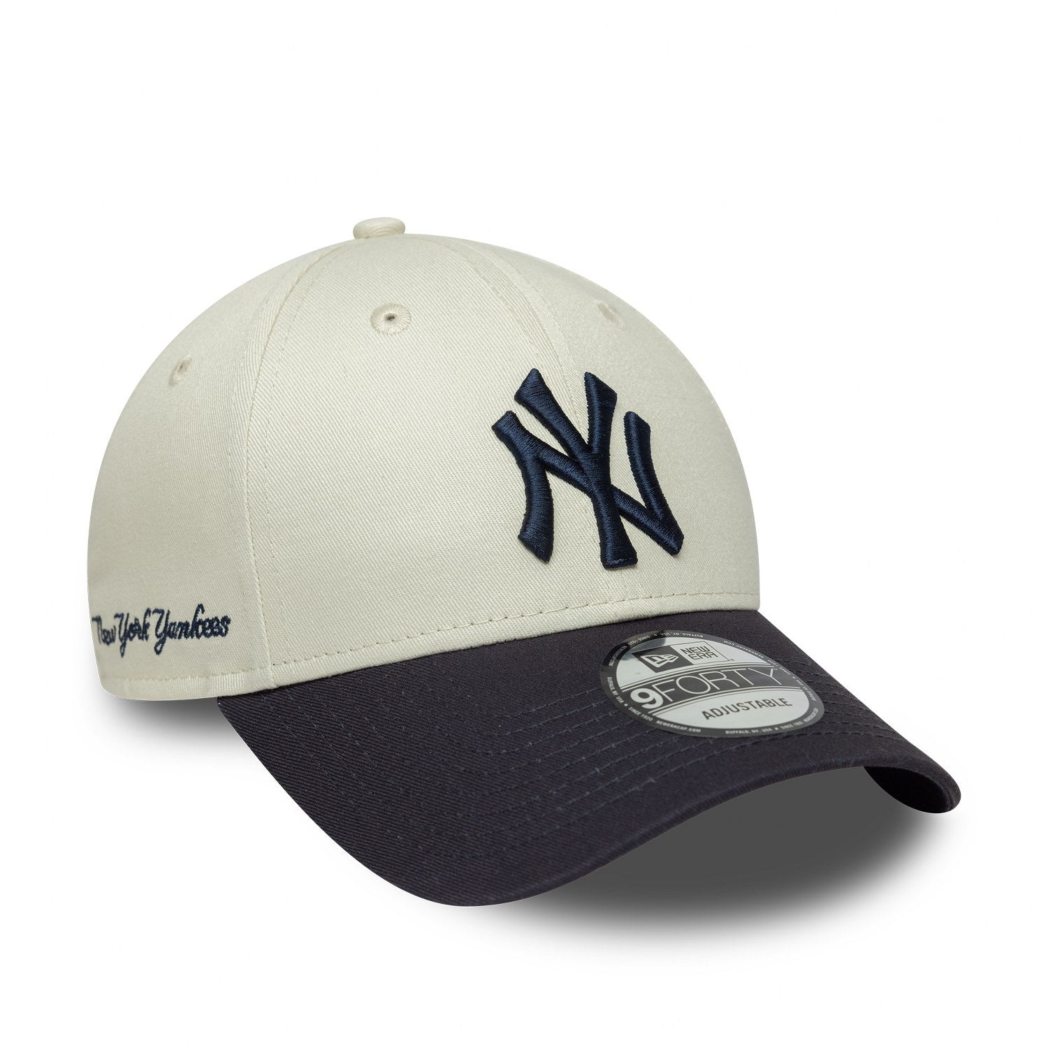 chicaa　ブルー34 New York Yankees 9FORTY Side Script Ivory/Navy Cap – NewEra