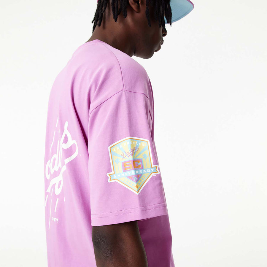 Los Angeles Dodgers MLB Pastel Over Sized Pink Tee