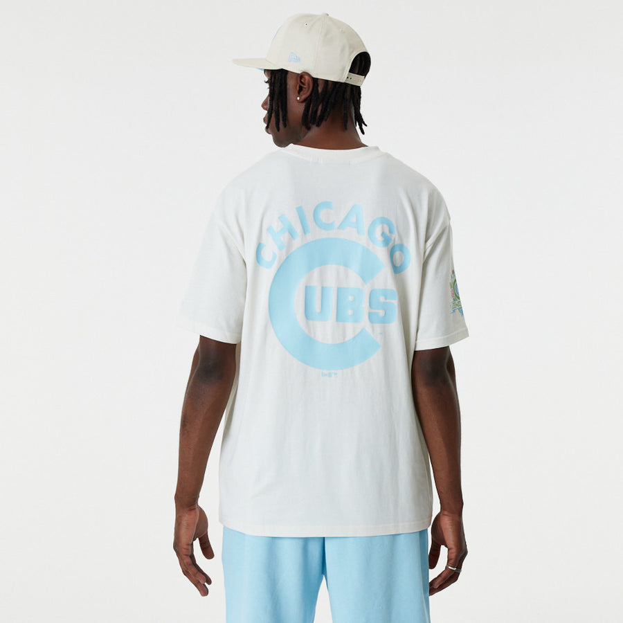 Chicago Cubs MLB Pastel Over Sized White Tee