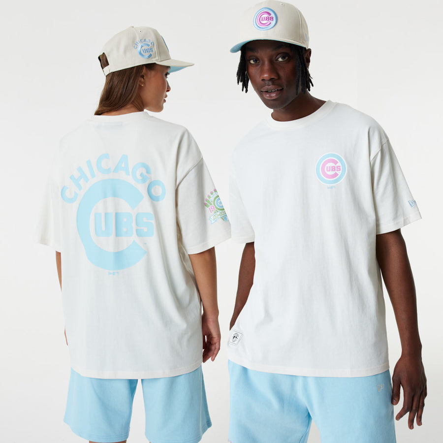 Chicago Cubs MLB Pastel Over Sized White Tee