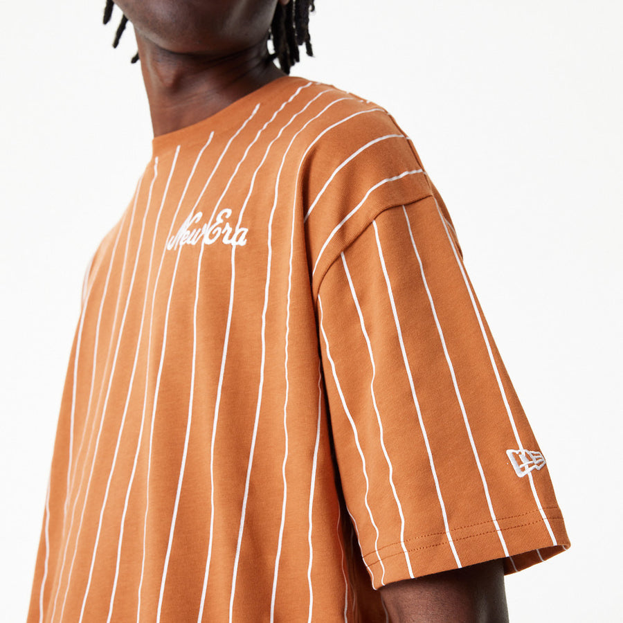 New Era Pinstripe Over Sized Toffee Tee
