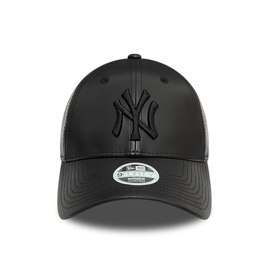 New York Yankees Faux Leather Womens Black 9FORTY Adjustable Cap