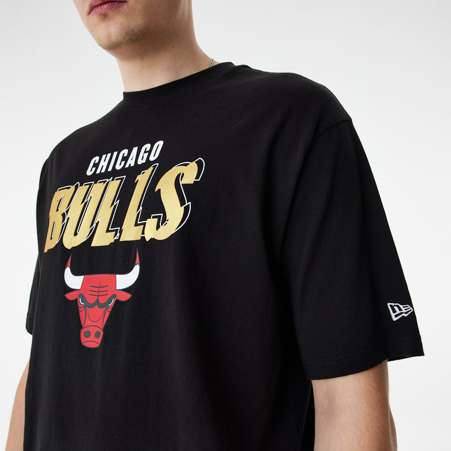 Chicago Bulls Team Script Oversized Black Tee