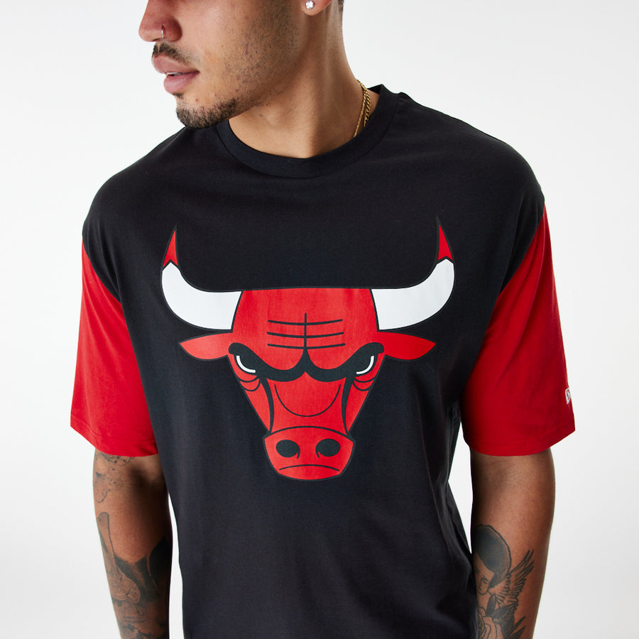 Chicago Bulls NBA Colour Insert Oversized Black Tee