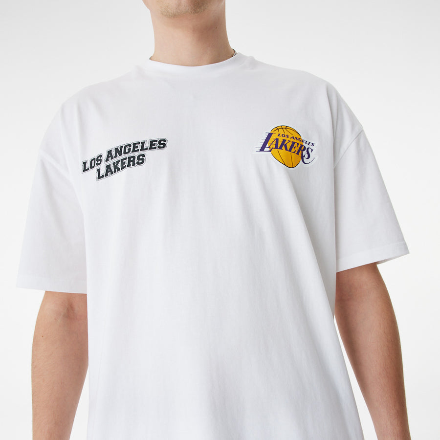 Los Angeles Lakers Oversized NBA Large Graphic Back Print White Tee