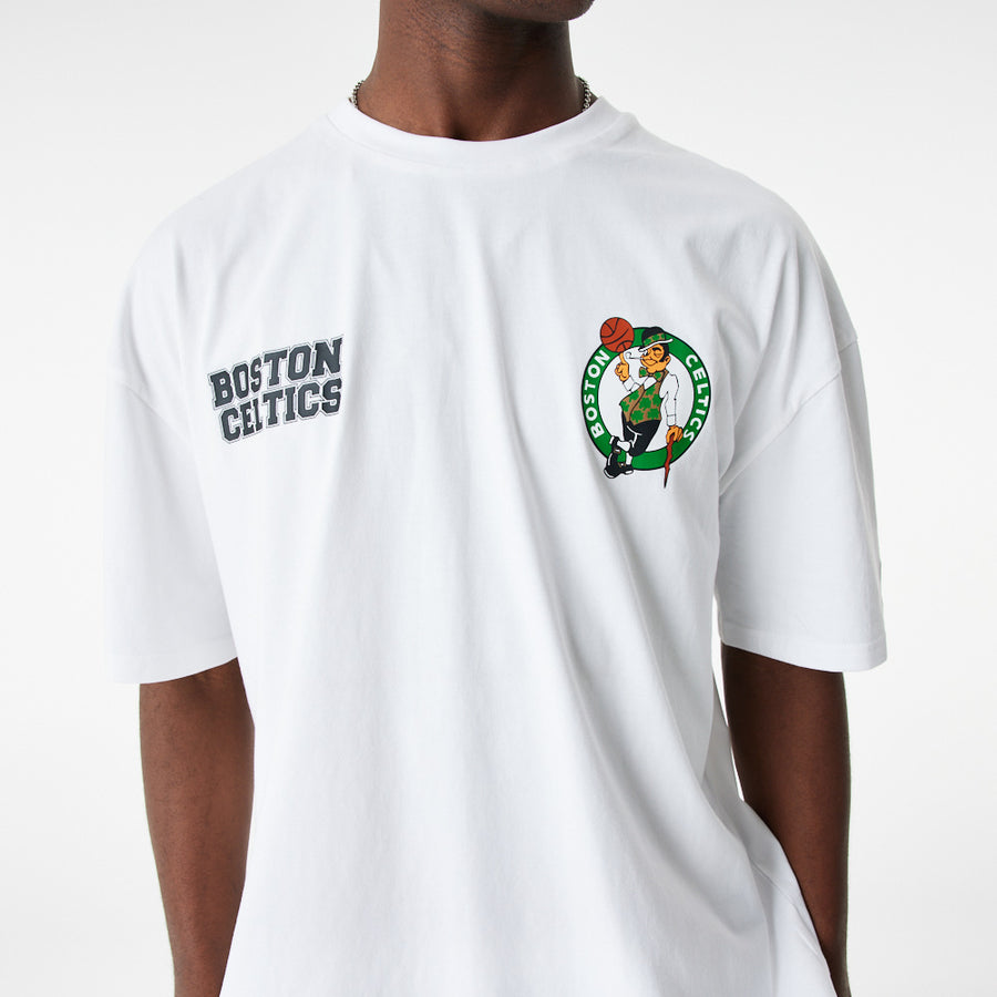 Boston Celtics Oversized NBA Large Graphic Back Print White Tee