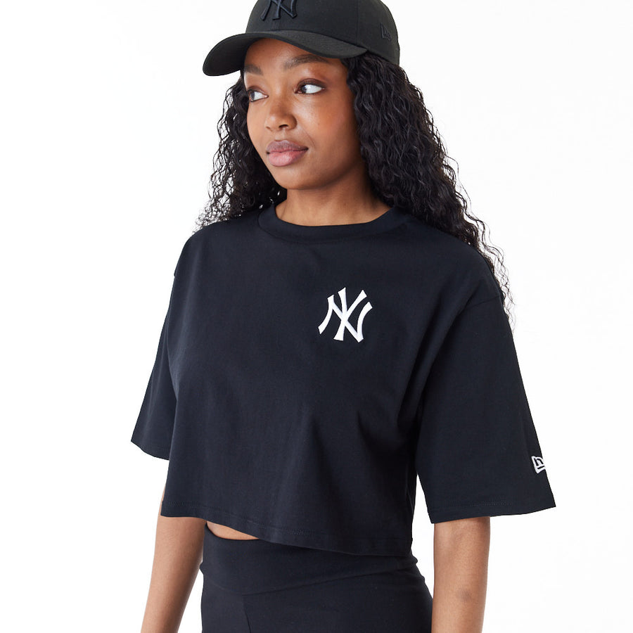 New York Yankees Womens MLB Lifestyle Crop Black Tee