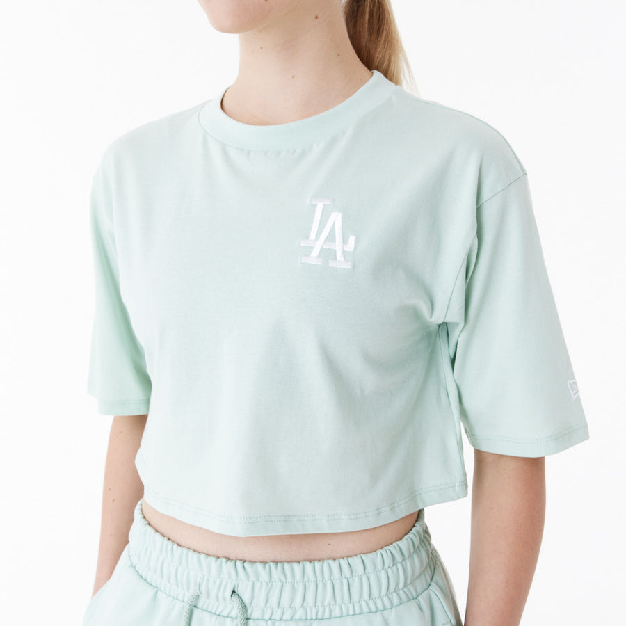 Los Angeles Dodgers Womens MLB Lifestyle Crop Mint Green Tee