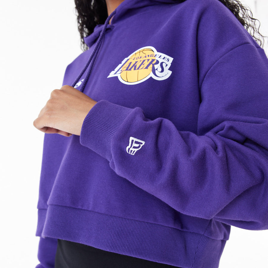 Los Angeles Lakers Womens NBA Team Logo Crop Purple Hoodie