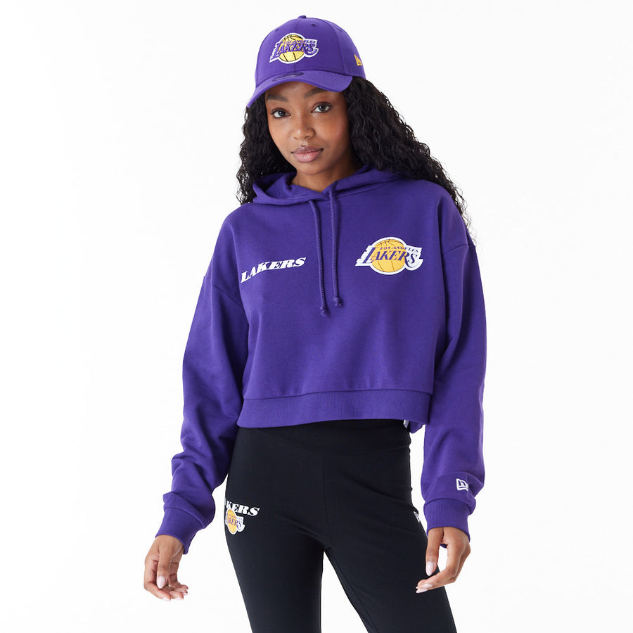 Los Angeles Lakers Womens NBA Team Logo Crop Purple Hoodie