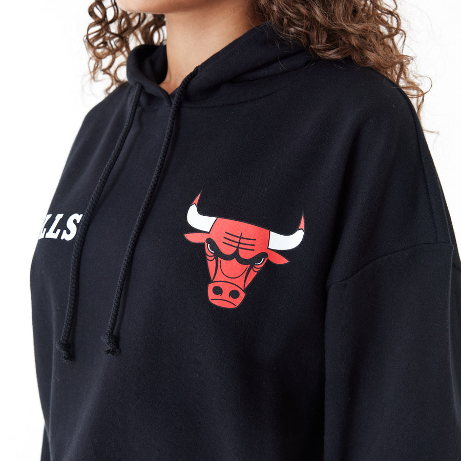 Chicago Bulls Womens NBA Team Logo Crop Black Hoodie
