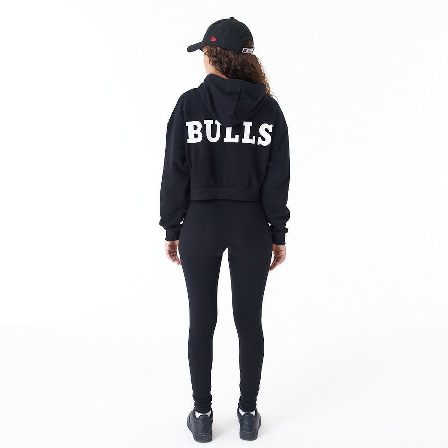 Chicago Bulls Womens NBA Team Logo Crop Black Hoodie