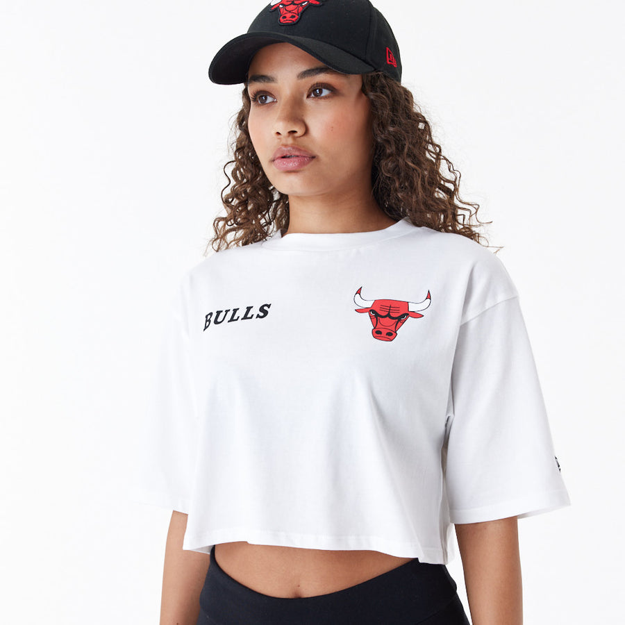 Chicago Bulls Womens NBA Team Logo Crop White Tee