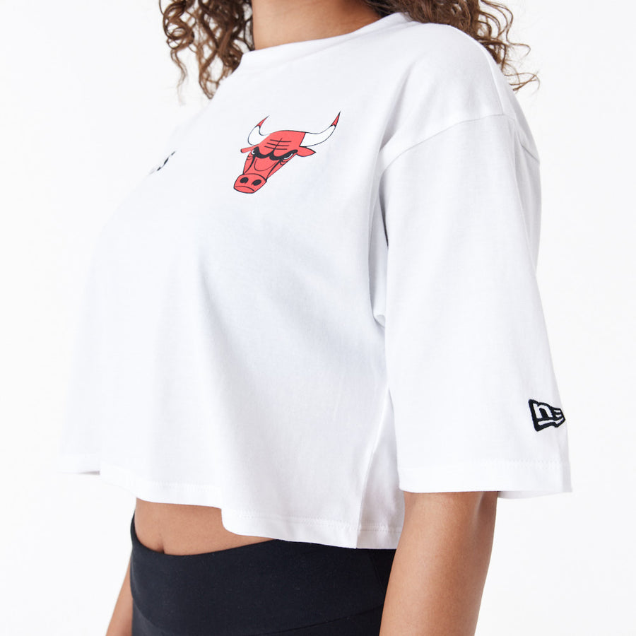 Chicago Bulls Womens NBA Team Logo Crop White Tee