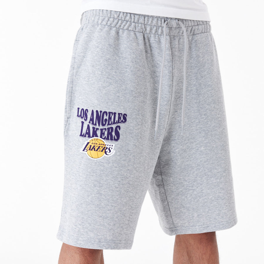 Los Angeles Lakers NBA Script Oversized Grey Shorts