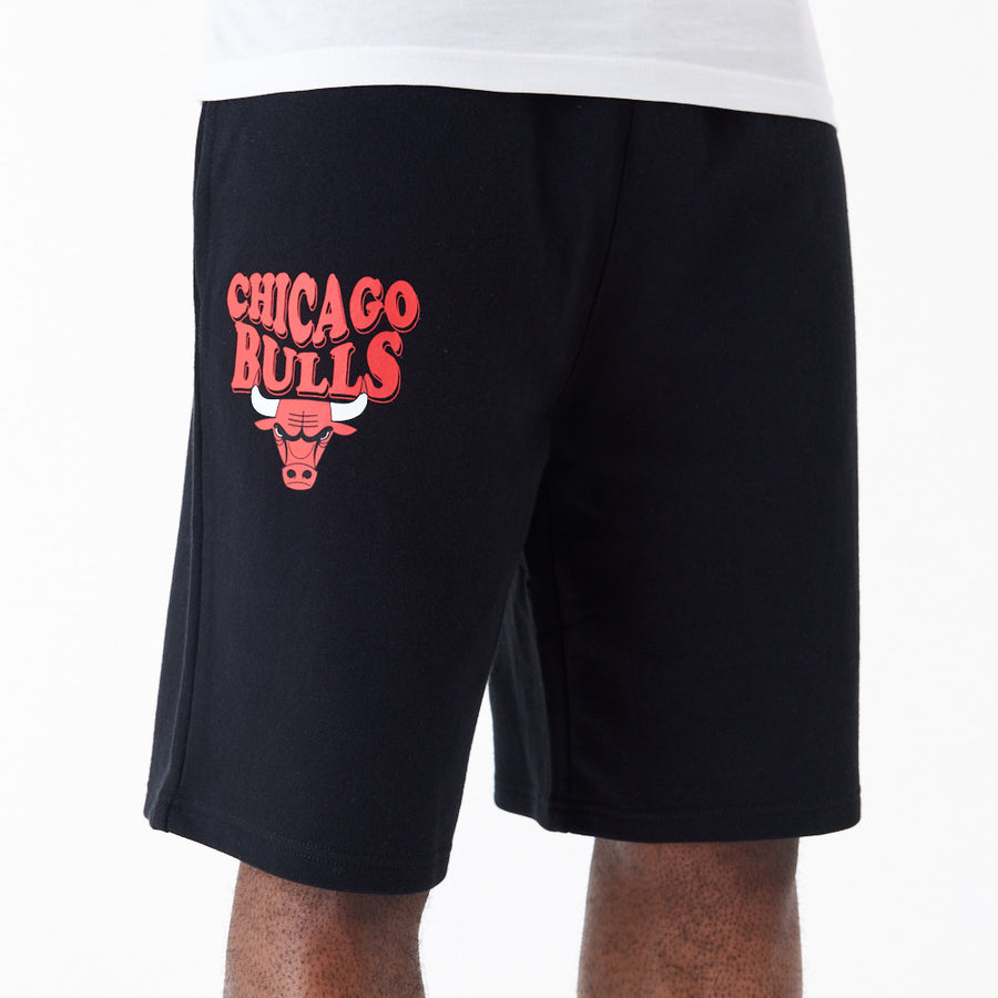 Chicago Bulls NBA Script Oversized Black Shorts