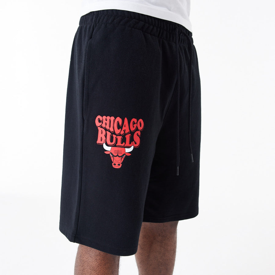 Chicago Bulls NBA Script Oversized Black Shorts