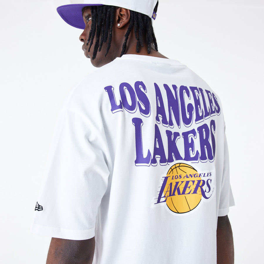 Los Angeles Lakers NBA Script Oversized White Tee