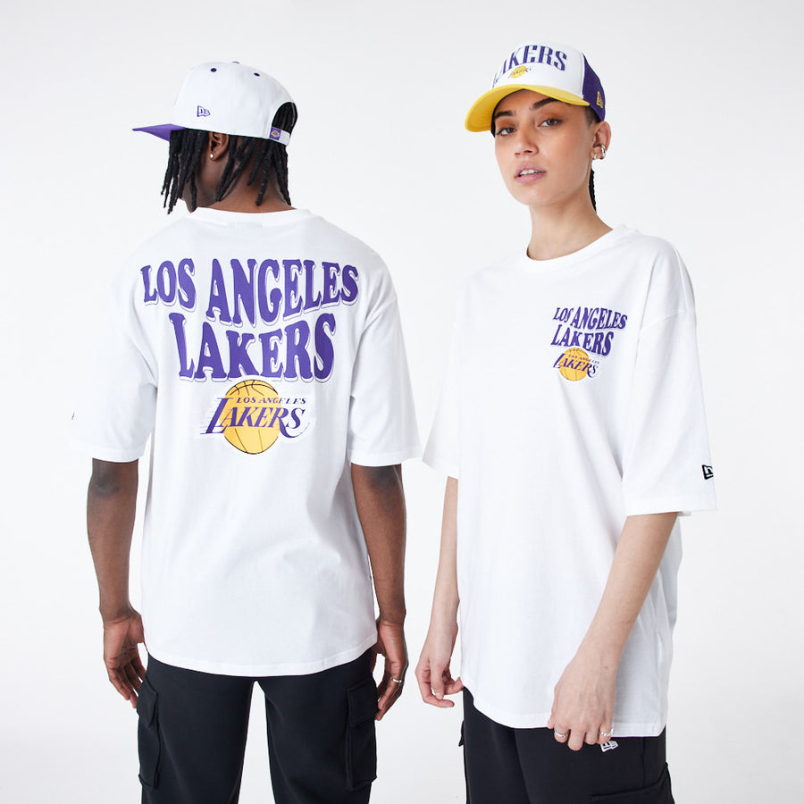 Los Angeles Lakers NBA Script Oversized White Tee