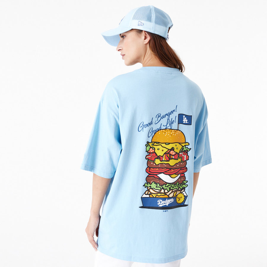 Los Angeles Dodgers MLB Burger Graphic Oversized Pastel Blue Tee