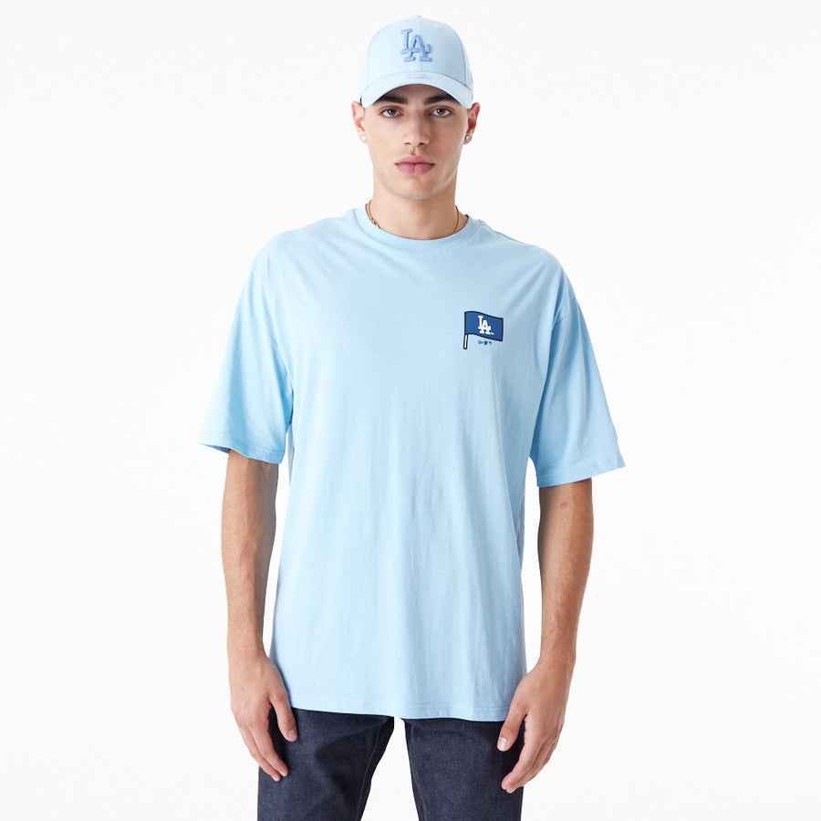 Los Angeles Dodgers MLB Burger Graphic Oversized Pastel Blue Tee