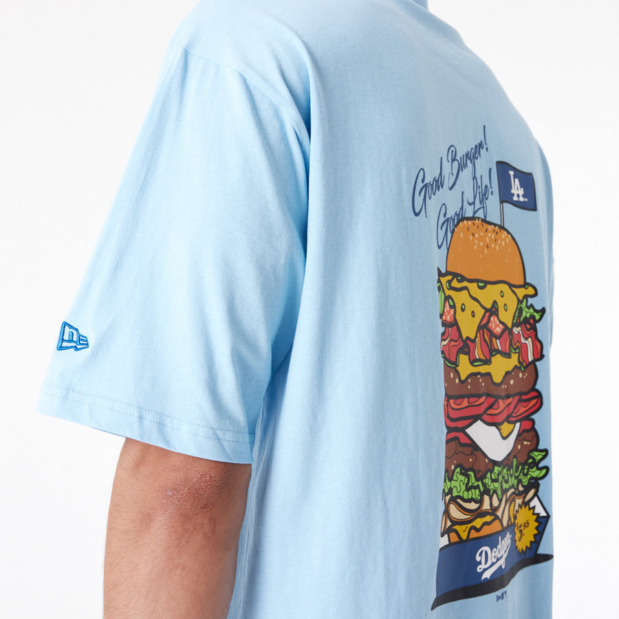 Los Angeles Dodgers MLB Burger Graphic Oversized Pastel Blue Tee