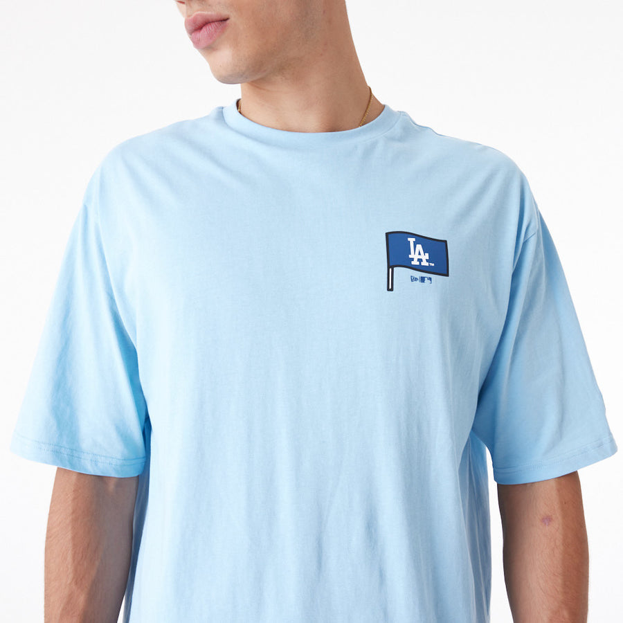 Los Angeles Dodgers MLB Burger Graphic Oversized Pastel Blue Tee