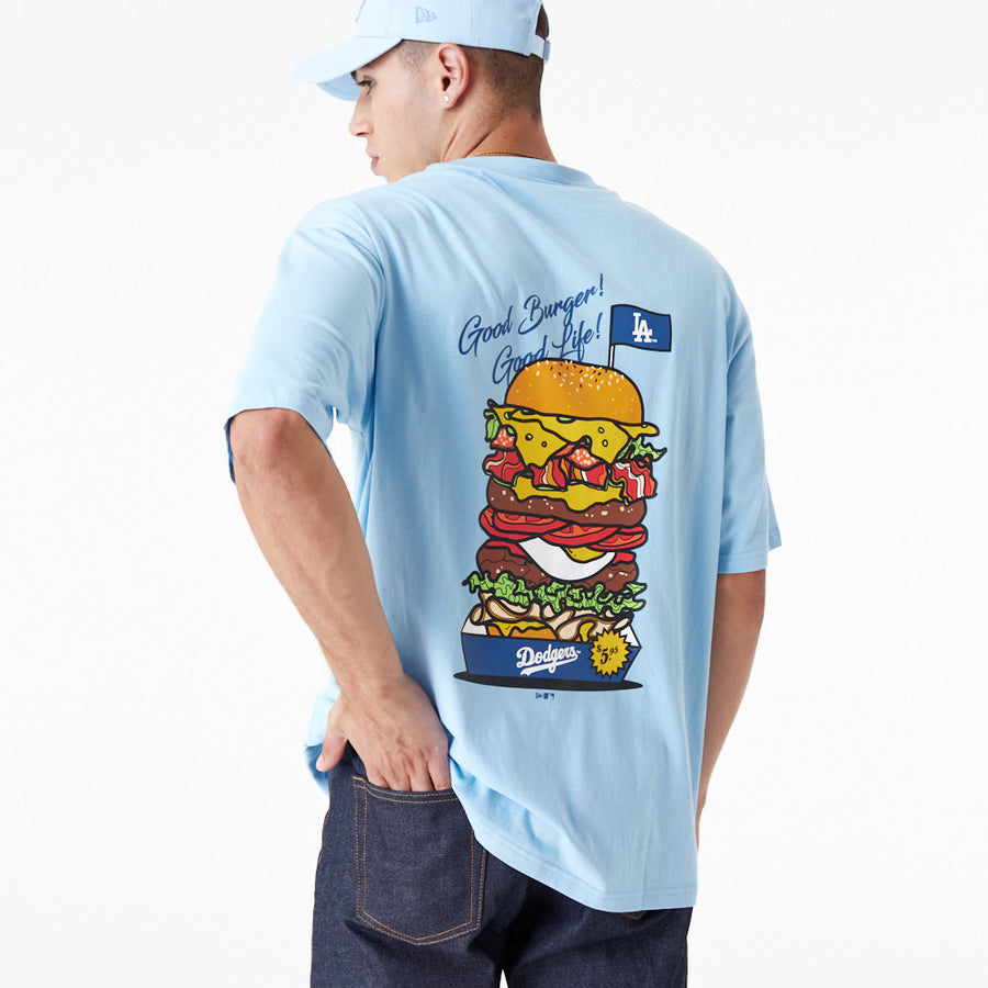 Los Angeles Dodgers MLB Burger Graphic Oversized Pastel Blue Tee