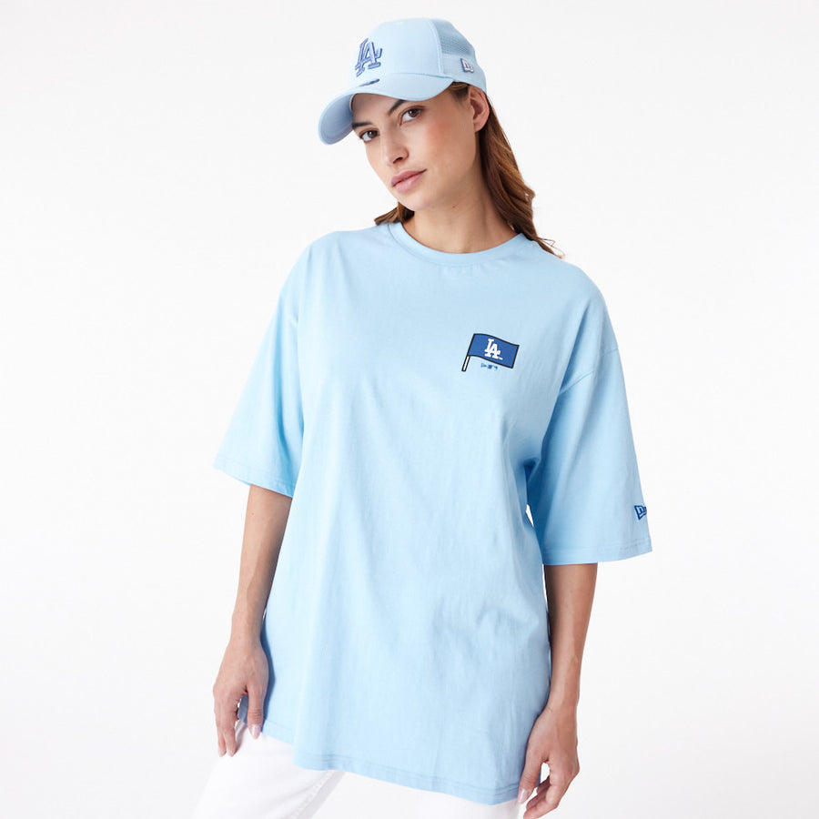 Los Angeles Dodgers MLB Burger Graphic Oversized Pastel Blue Tee