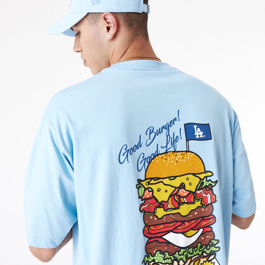 Los Angeles Dodgers MLB Burger Graphic Oversized Pastel Blue Tee