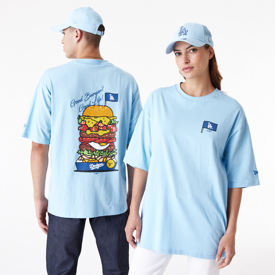 Los Angeles Dodgers MLB Burger Graphic Oversized Pastel Blue Tee