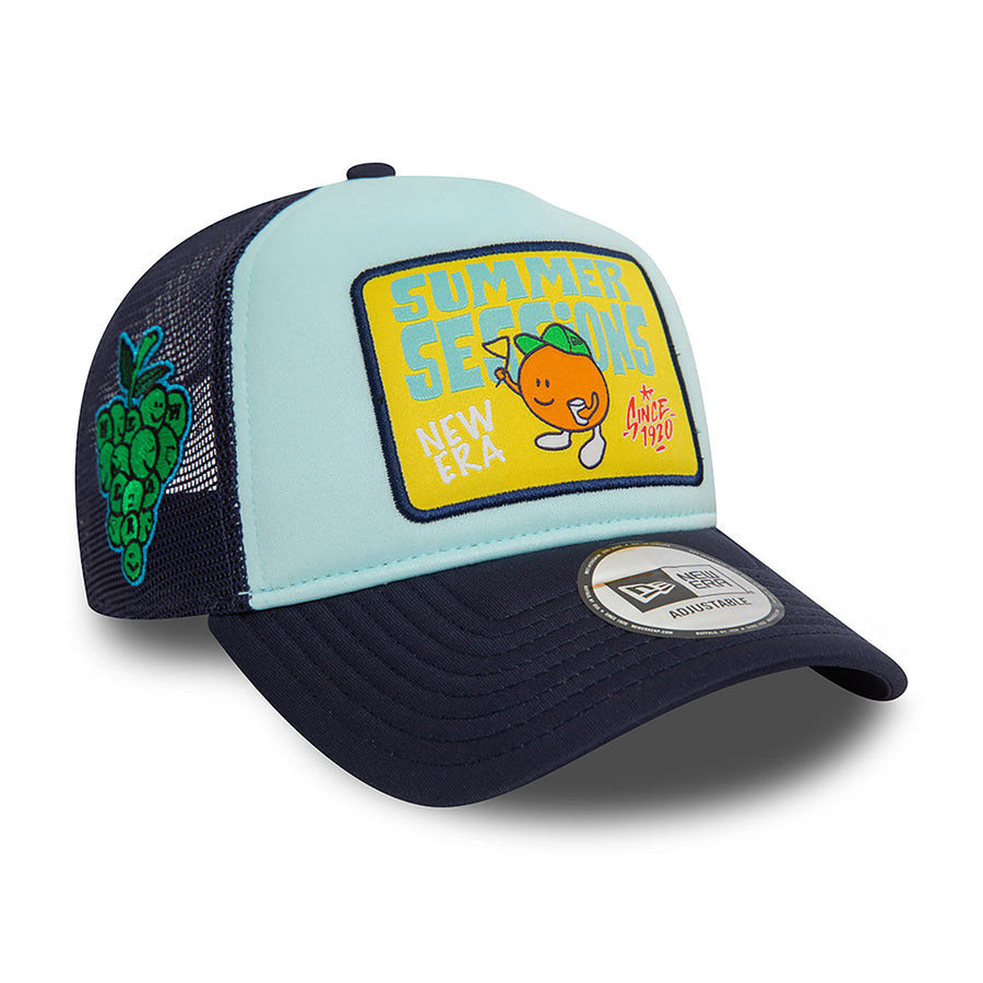 New Era Summer Sessions Patch Blue Trucker Cap