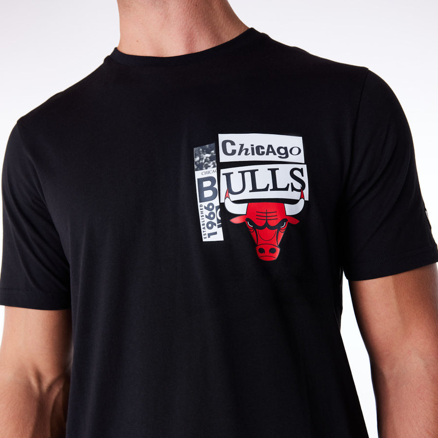 Chicago Bulls Newspaper Graphic Black Tee