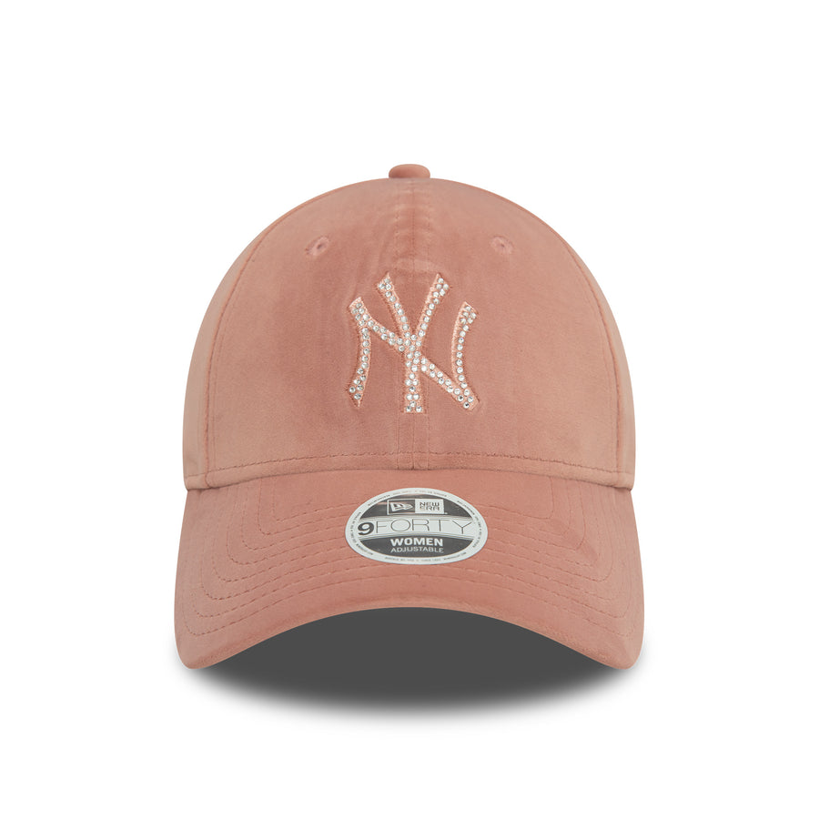 New York Yankees 9FORTY Womens Velour Diamante Pastel Pink Cap