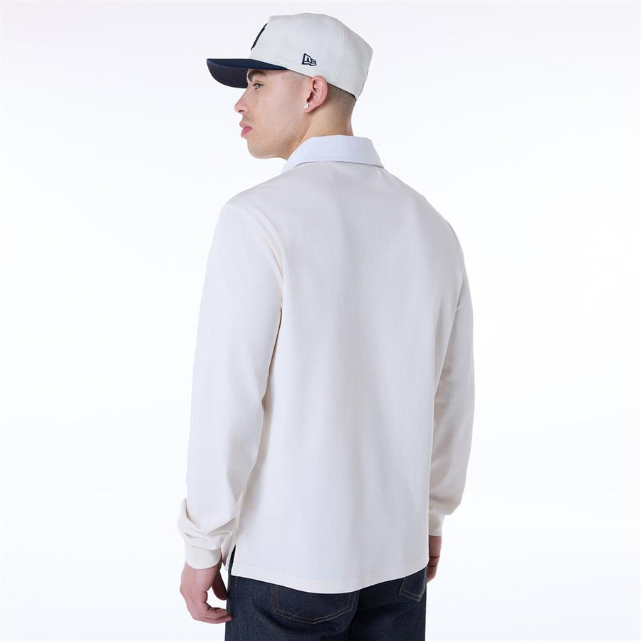 New York Yankees Rugby MLB Script Long Sleeve White Polo