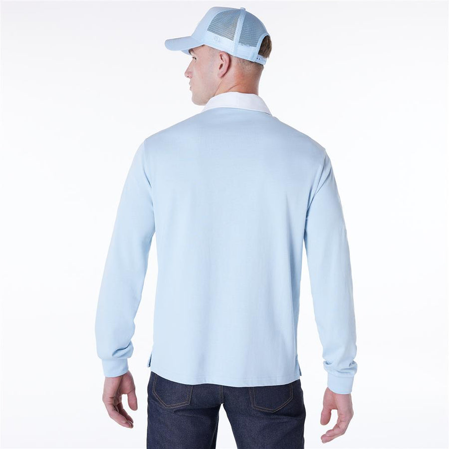 Los Angeles Dodgers Rugby MLB Script Long Sleeve Pastel Blue Polo