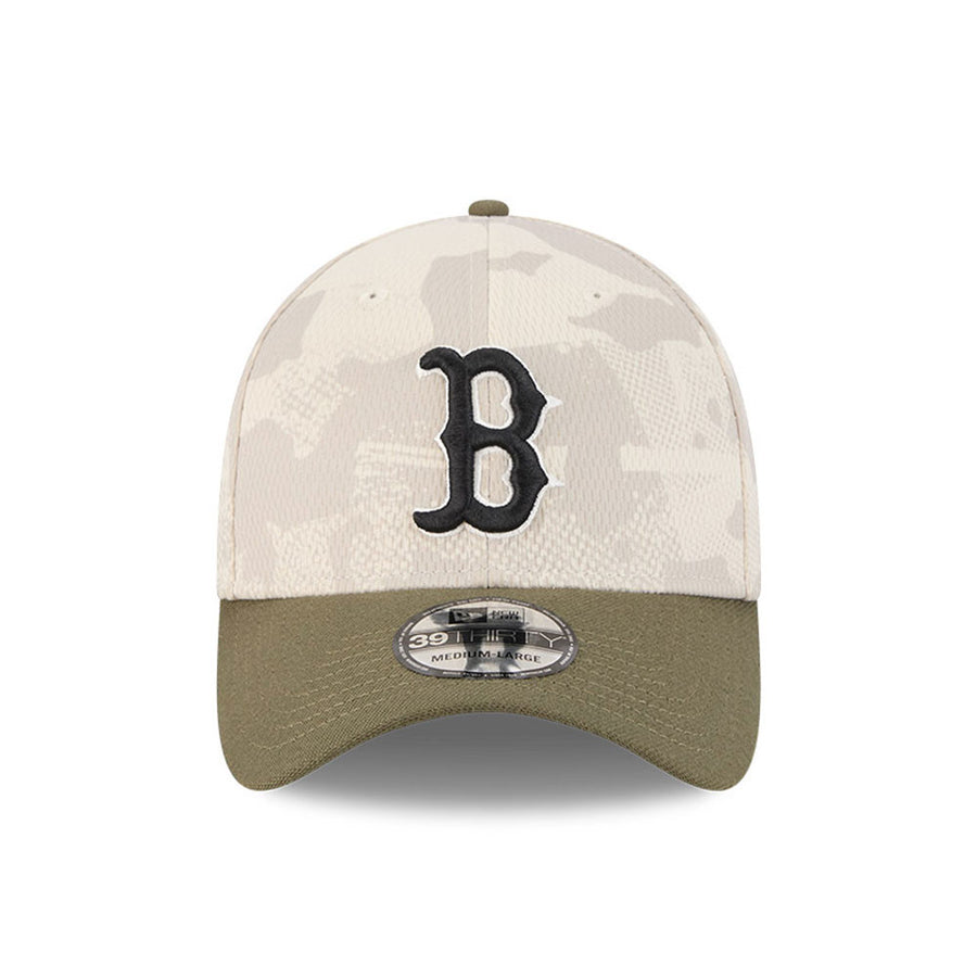 Boston Red Sox 39THIRTY MLB Armed Forces Day 2025 Stone/Olive Cap
