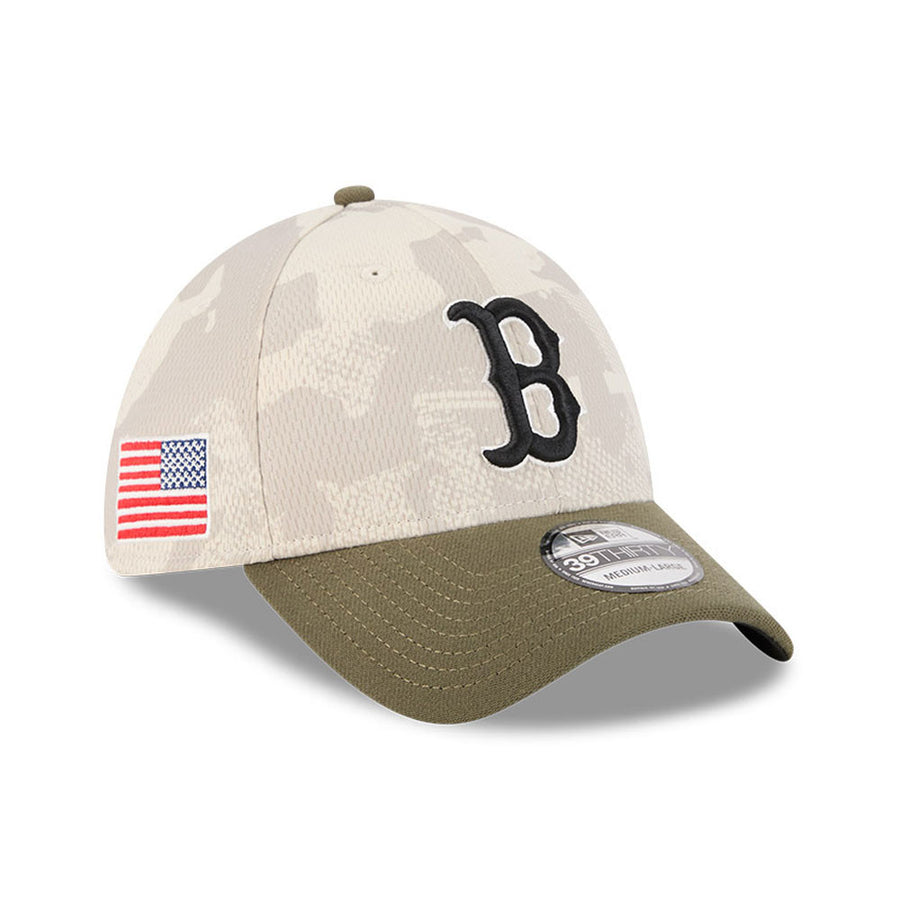Boston Red Sox 39THIRTY MLB Armed Forces Day 2025 Stone/Olive Cap