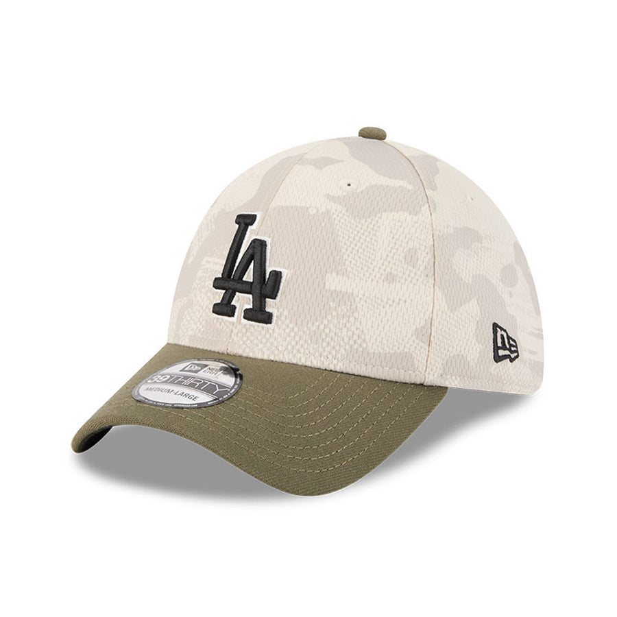 Los Angeles Dodgers 39THIRTY MLB Armed Forces Day 2025 Stone/Olive Cap