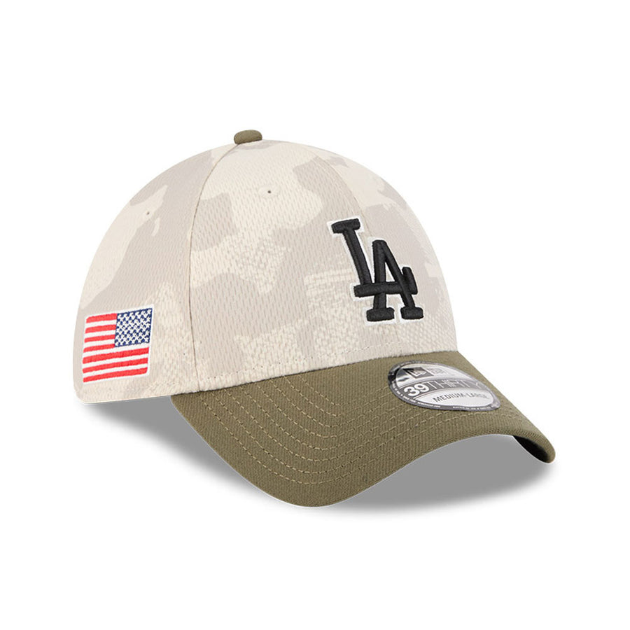 Los Angeles Dodgers 39THIRTY MLB Armed Forces Day 2025 Stone/Olive Cap