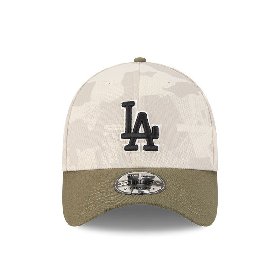 Los Angeles Dodgers 39THIRTY MLB Armed Forces Day 2025 Stone/Olive Cap