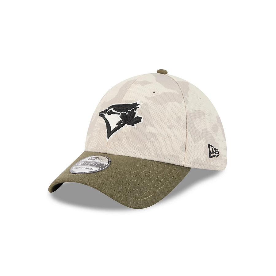 Torento Blue Jays 39THIRTY MLB Armed Forces Day 2025 Stone/Olive Cap