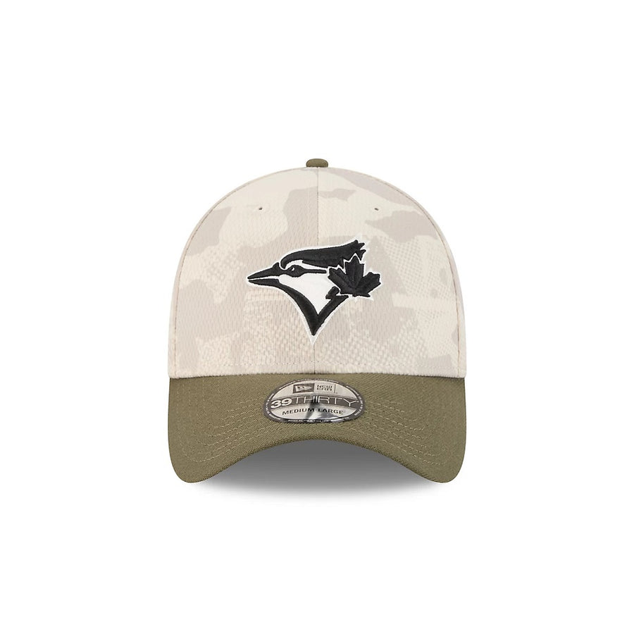 Torento Blue Jays 39THIRTY MLB Armed Forces Day 2025 Stone/Olive Cap