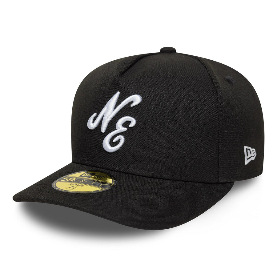 New Era 59FIFTY Script A-Frame Black Cap